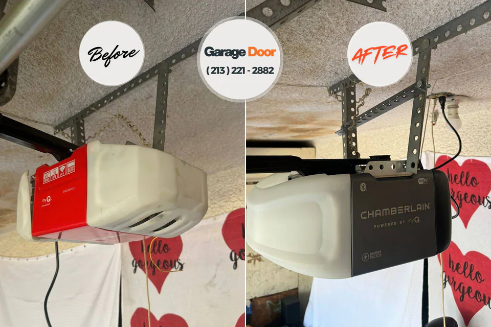 Before and after: garage door repair Shorewood Hills, WI